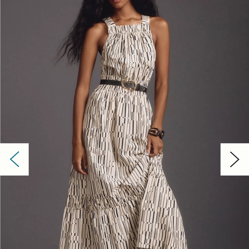 Anthropolgie Elegant Black and White Patterned Maxi Dress